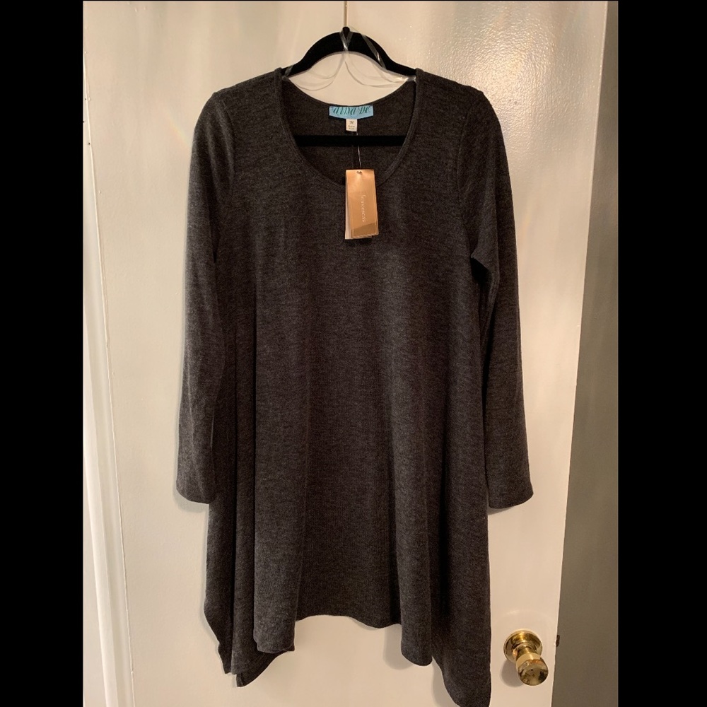 Gray Sweater Dress- Flowy